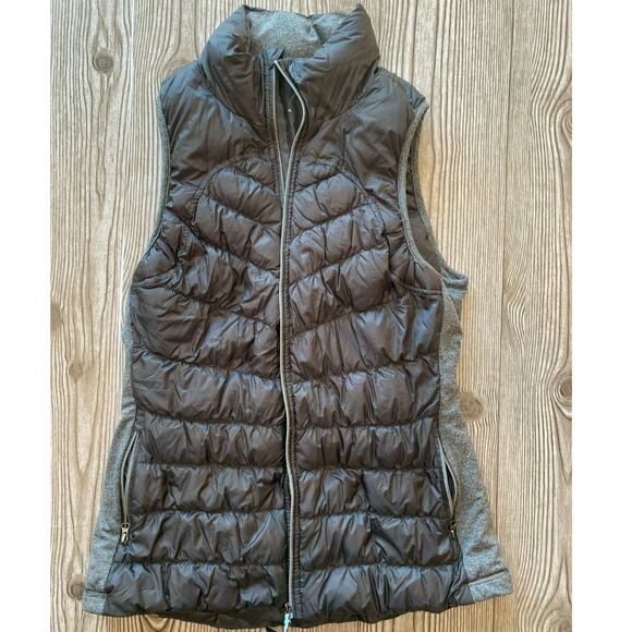 Down Puffer Vest Gilet Women's Small S Gray Grey Stretch Running Hiking Zip - Picture 1 of 9